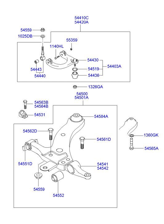 Рычаг передний левый нижний Hyundai Sonata 4 (2001-2012)