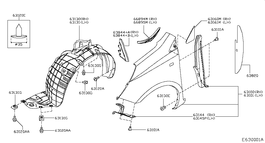 Крыло переднее правое Nissan Note (2005-2009)