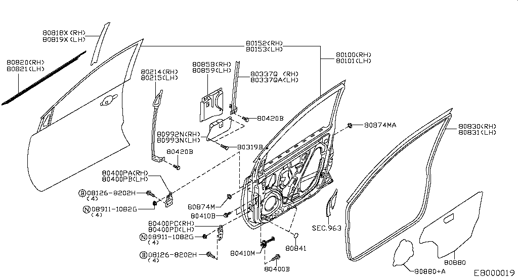 Дверь передняя правая Nissan Note (2005-2014)