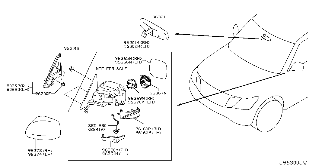 Накладка корпуса зеркала правого Nissan Patrol Y62 (2010-2017)