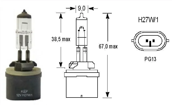 Лампа 12V H27W 1