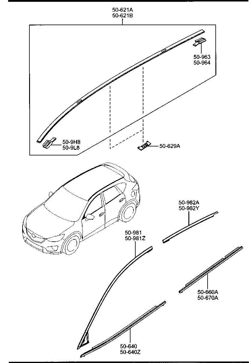 Молдинг крыши правый Mazda CX-5 (2011-н.в.)