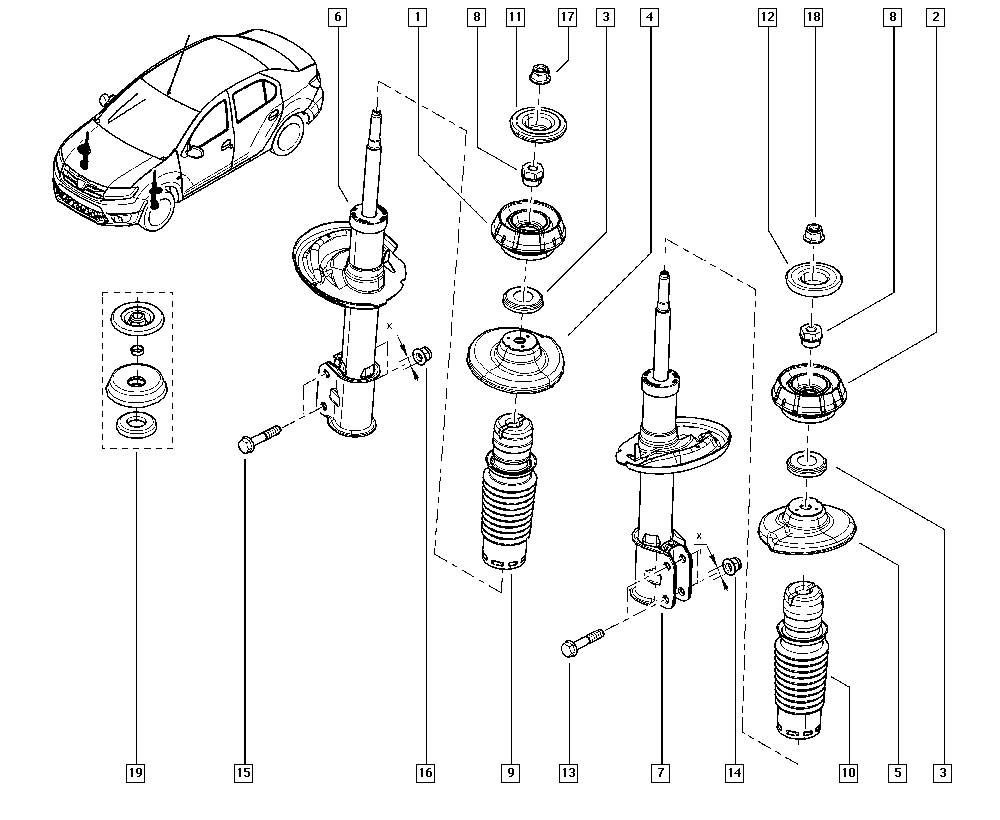 Передняя стойка рено логан 1 схема