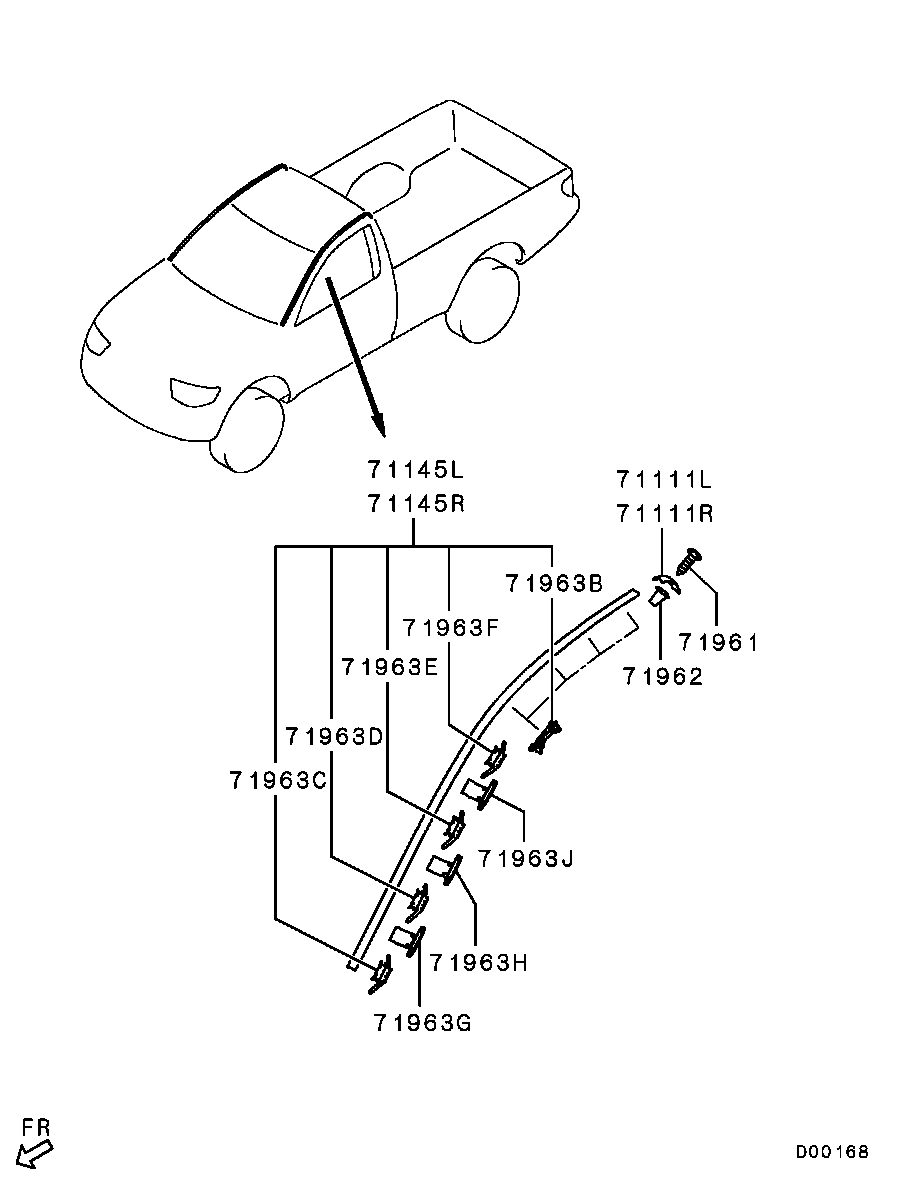 Молдинг крыши левый Mitsubishi L200 4 (2006-2016)