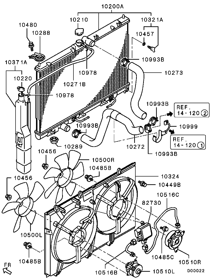 Крыльчатка вентилятора правого радиатора охлаждения Mitsubishi Lancer 10 (2011-н.в.)