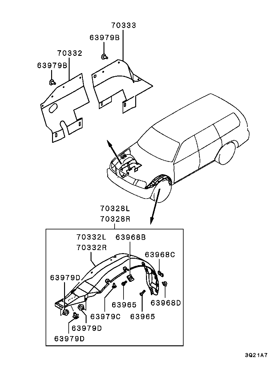 Подкрылок передний левый Mitsubishi Pajero Sport 1 (1998-2008)