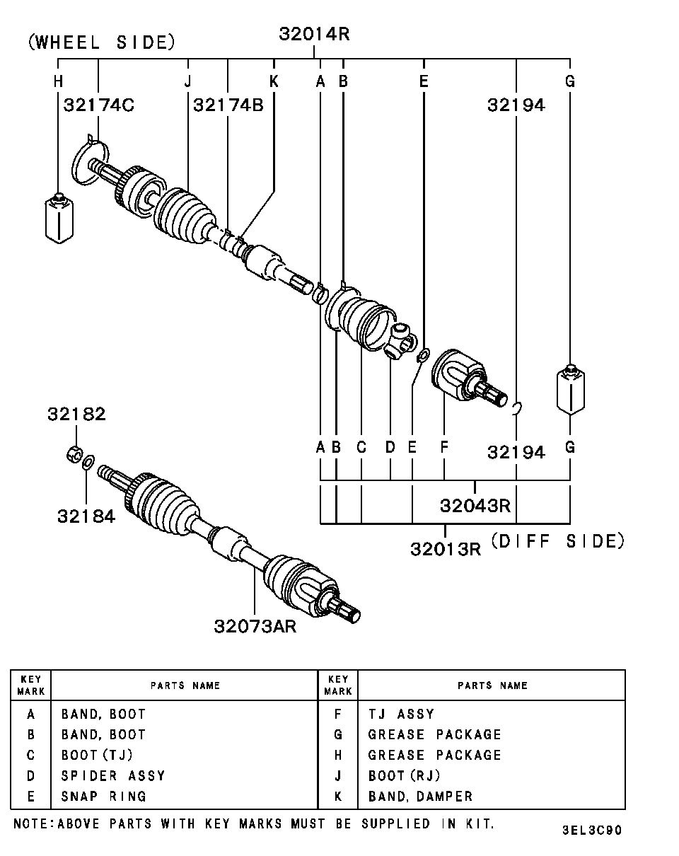 Привод передний в сборе правый Mitsubishi Lancer 9 (2000-2011)