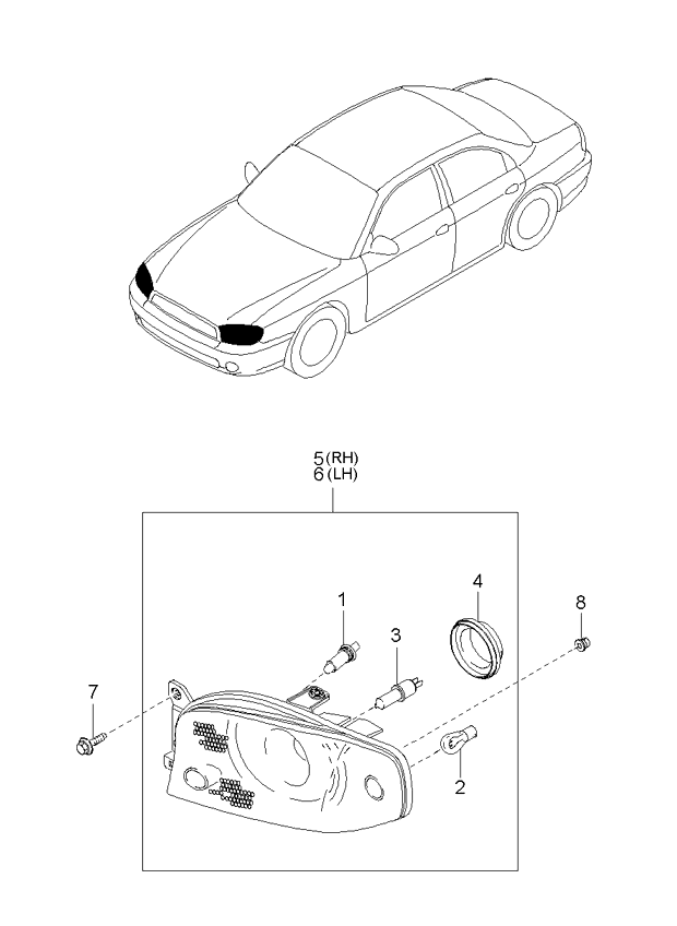 Фара правая KIA Spectra (2006-2009)