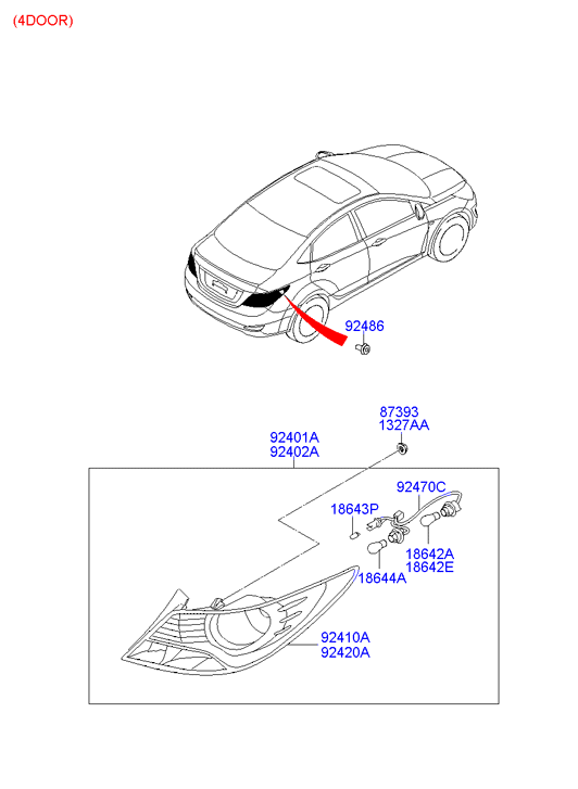 Фонарь левый Hyundai Solaris (седан) (2010-2014)