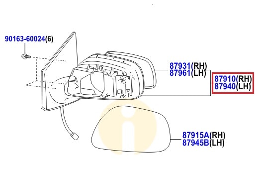 Зеркало правое Toyota Corolla e150 (2006-2012)