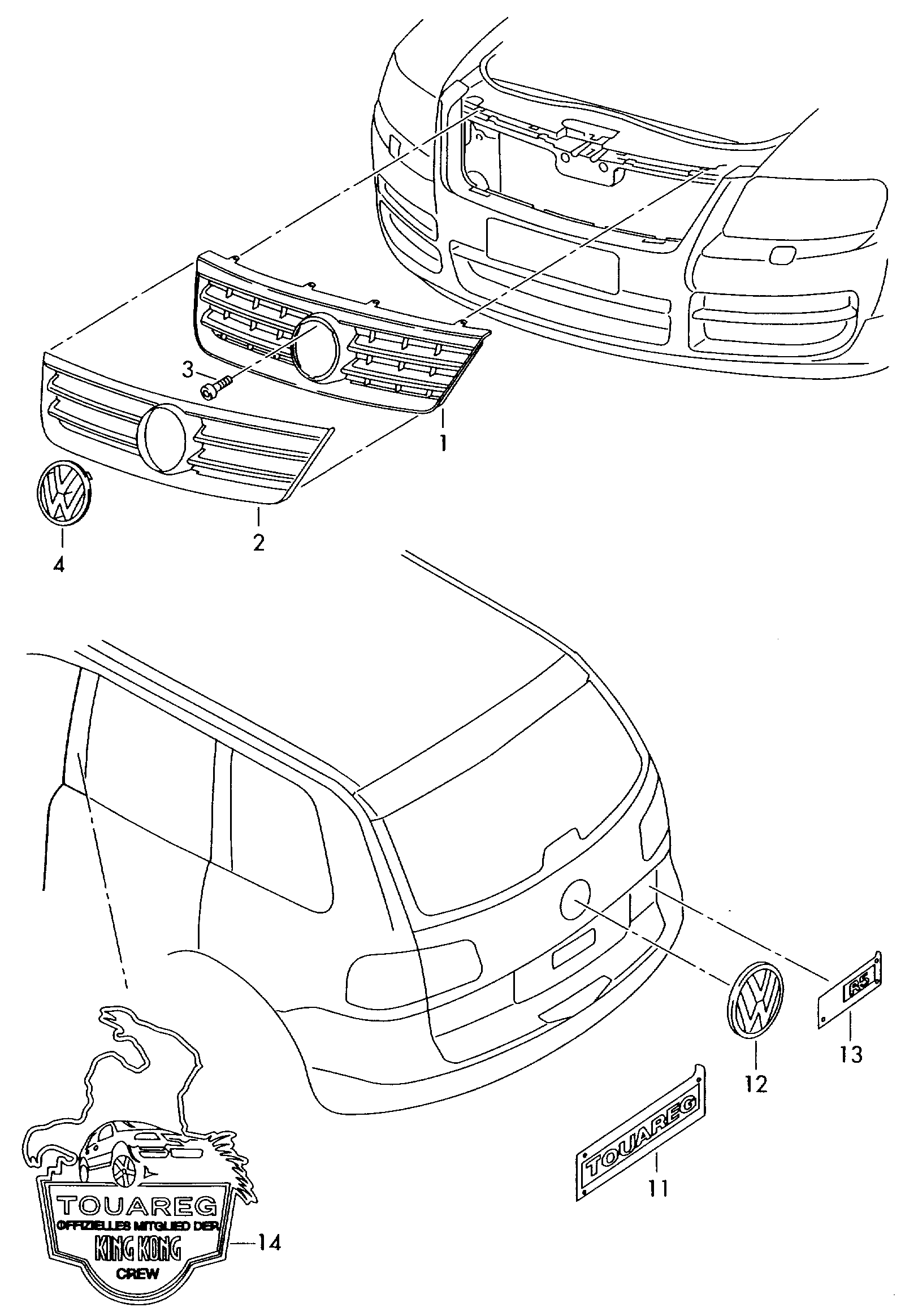 Решетка радиатора Volkswagen Touareg 1 (2002-2010)