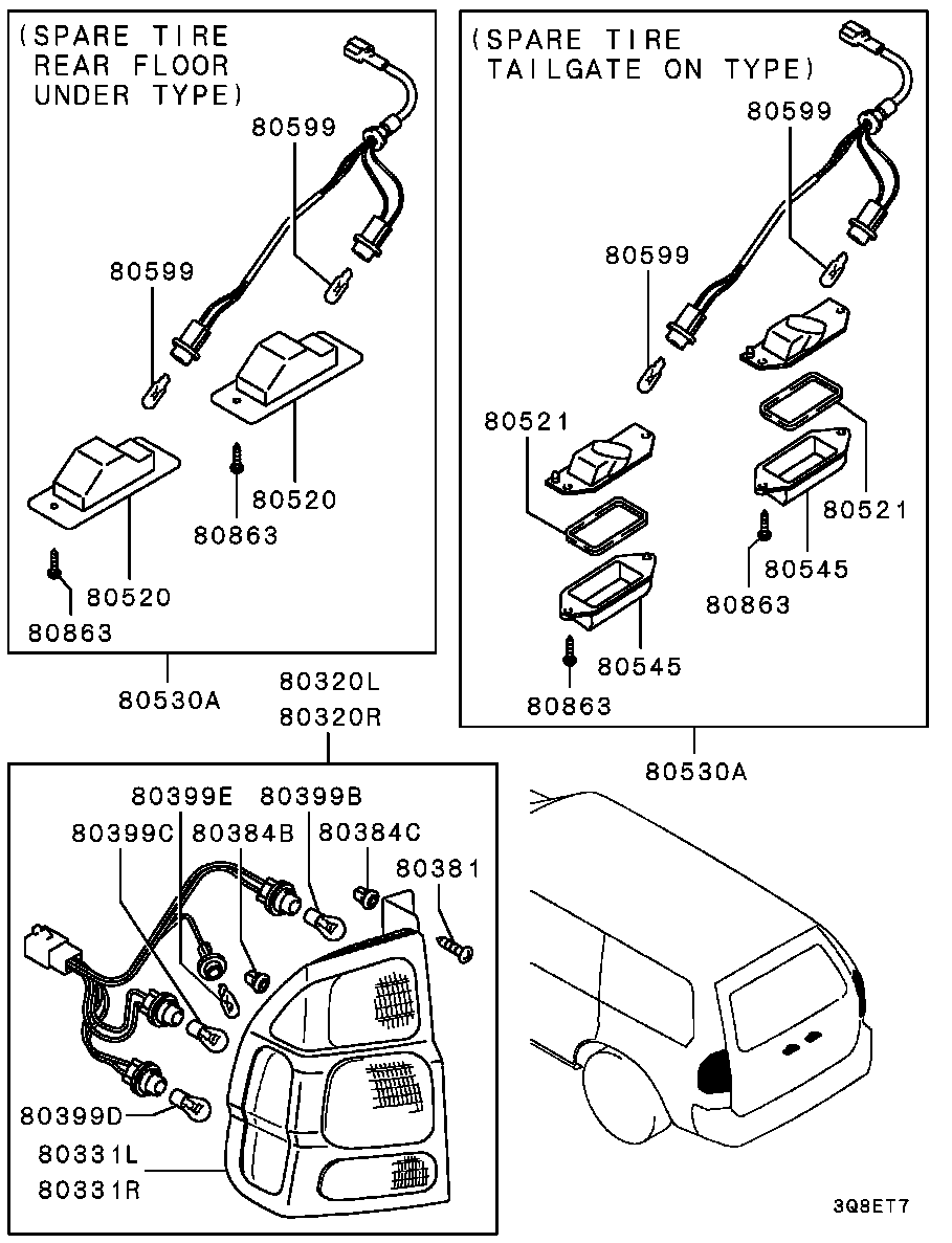 Фонарь левый Mitsubishi Pajero Sport 1 (2004-2008)