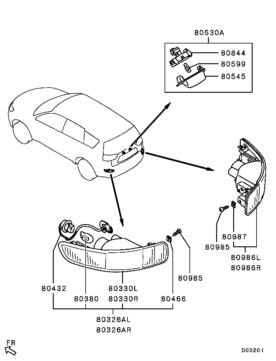 Фонарь противотуманный задний правый Mitsubishi Outlander XL (2007-2012)